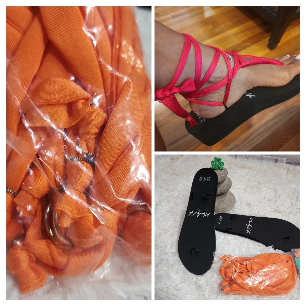 Kandy Life Interchangeable Sandals - Flat/ sizes 11/ NWT/ ORANGE, BLACK